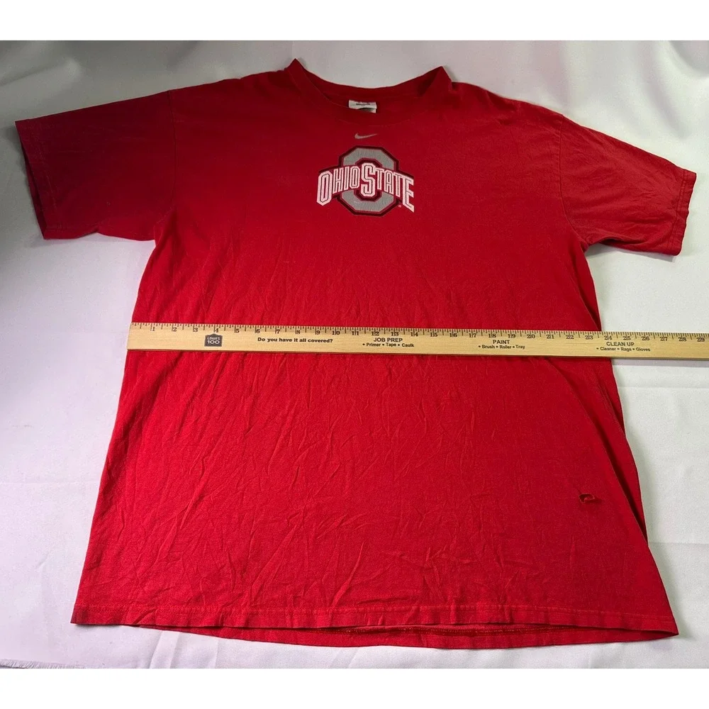 VTG Nike Team Ohio State Buckeyes‎ T-Shirt XL Center Swoosh Red Distressed Y2K